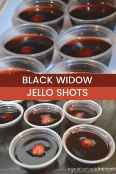 black widow jello shots in plastic cups