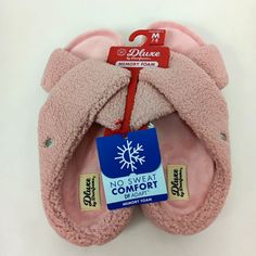 Dearfoams Dluxe Slippers Womens M 7/8 Pink Memory Foam Open Toe Slide On No Sweat Comfort B6876 Slippers Womens, Slide On, Womens Slippers, New Shoes, Memory Foam, Open Toe, Slides, Shoe Accessories, Slippers