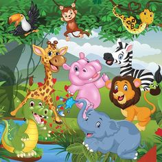 many different animals are in the jungle together