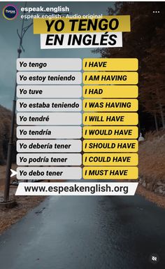 an image of a street sign that has been altered to say yo tengo en ingles