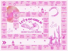 a pink poster with the words let's go girls on it