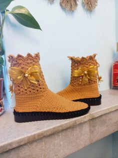 crocheted women's, booties are everything you need for a night on the town or any event. The boots are handmade💯 These are unique and original knitted shoes for summer that you will not find anywhere else. Suitable for prolonged and particularly comfortable walking and Washing: Preferably hand wash in cool water or in a washing machine at 30o. Handmade Knitted Boots 2024,light summer boots,summer dress shoes,   Women Boots,Perfect For Spring,Stylish Look,a gift for mom,crochet shoe Summer Dress Shoes, Crochet Shoe, Knitted Boots, Boots 2024, Dress Shoes Women, Summer Dresses Shoes, Summer Boots, Crochet Woman, Crochet Shoes