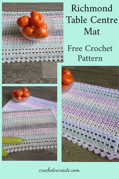 the crocheted placemat is shown with oranges in it and on top