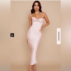 Gorgeous Satin Blush Pink Mid Calf (Or Long Depending Your Height) Dress, Only Worn Once For A Wedding! Satin Corset Dress, House Of Cb Dresses, Satin Corset, House Of Cb, House Dress, Corset Dress, Mid Calf, A Wedding, Blush Pink