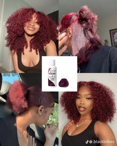 Afro Hair Dye, Adore Hair Dye, Burgundy Hair Dye, Cute Hair Colors, Hair Color Burgundy, Ginger Hair Color, Colored Curly Hair, Dyed Natural Hair