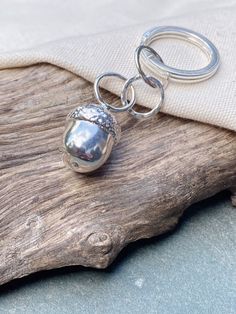 Excited to share this item from my #etsy shop: Handmade solid sterling silver acorn keyring, car accessory, house warming gift Silver Clay, Silver Keychain, Clay Jewellery