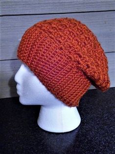 I love slouchy hats!  They're comfortable (and they don't ruin your hairdo! ;)  Free Shipping within the USA on these hats!! These are the perfect size and should fit most average adult women and teen heads.  They're approximately 18-20" around (at the band) and they'll stretch even more if need be.  These are crocheted by me with an acrylic yarns in colors that will complement just about any coat.   This one's called Mango Mango.  Really good looking and made with a super soft yarn! Can be worn low across the forehead or placed further back on your head.   Made to fit loose and casual.  Band is 3" wide and very comfortable, hat is 9" high overall. (Medium slouchy!)  A great Gift idea for her!! Let me know if you want me to add a pom pom!  No extra charge! *Monitors may vary, but I've phot Beanie Hat Crochet, Mango Mango, Crochet Slouch Hat, Crochet Hat For Women, Slouchy Beanie Hat, Slouch Hat, Hat Crochet, Slouchy Hat, Slouchy Beanie