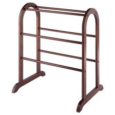 a wooden rack with two bars on top and one bar attached to the back of it