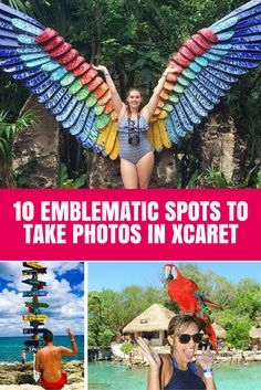 the top 10 photo spots to take photos in xcaret, with text overlay