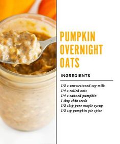 pumpkin overnight oats in a jar with spoon