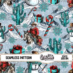 seamless pattern with snowmen, gifts and christmas decorations on pink background for fabric or wallpaper