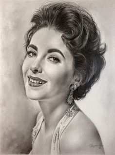 a pencil drawing of a woman smiling