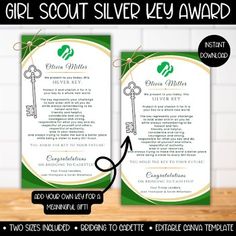 the girl scout silver key award certificate