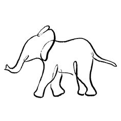 an elephant outline drawing on a white background