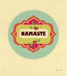 the name namaste is written in an ornate frame with flowers and leaves on it