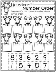 the reindeer number order worksheet for children to practice counting and subtracing