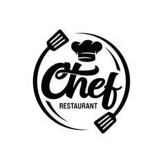 the logo for onef restaurant, which is designed in black and white with a chef's hat on top