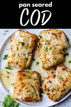 Enjoy this 15-minute Pan-Seared Cod recipe for easy yet elegant weeknight meals! Crispy, golden, and tender cod filets are finished with a divine garlic butter sauce, delivering restaurant-quality results without the fuss. Skillet Cod Recipes, Cod Filets, Cod Fish Recipes Easy, Pan Fried Cod Recipes, Pan Seared Cod, Cod Filet Recipes