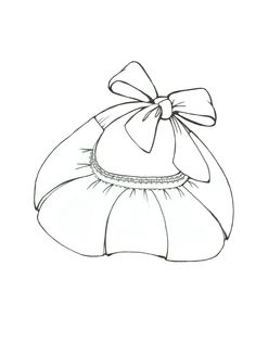 a black and white drawing of a dress with a bow