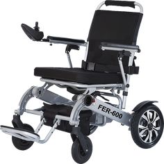 a wheel chair with wheels and footrests