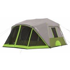 a green and gray tent on a white background