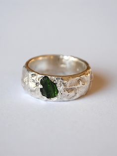 This handmade sterling silver ring with natural stone of deep green color can be worn by both men and women. This is a made-to-order product. I carve each piece in jewelry wax and then cast it in 925 silver using the sandcasting technique. These are the oldest jewelry-making techniques, known since antiquity, but they work perfectly in the case of modern jewelry made in single pieces. Each product is slightly different and bears traces of manual production. The stone will be similar in size an c Wax Carved Ring, Jewelry Wax, Deep Green Color, Handmade Sterling Silver Rings, Wax Carving, Unisex Ring, Old Jewelry, Silver Rings Handmade, Jewelry Inspo