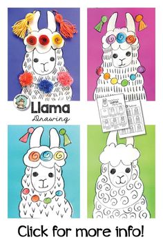 three llamas are shown with the words llama on them and one is for more info