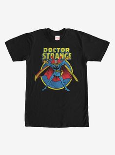 a black t - shirt with the title doctor strange on it