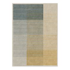 a beige and blue rug with vertical stripes on it's sides, in different colors