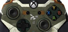 a close up of a controller on a white background with the word xbox above it