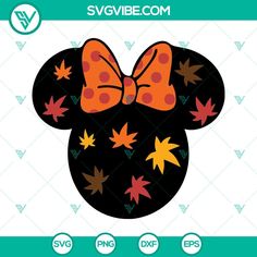 minnie mouse ears with leaves and bow svg file for cricut or silhouette