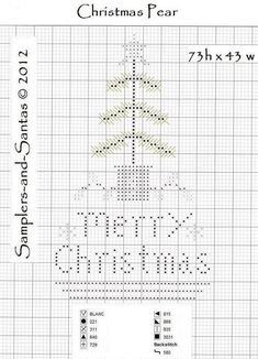 a cross stitch christmas tree is shown in the shape of a square with numbers on it