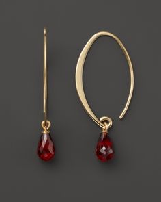 Teardrop-shaped garnet adds an eye-catching touch to these graceful 14K yellow gold earrings. Red Stones, Antique Engagement Ring, Earrings Inspiration, Work Jewelry, Handmade Wire Jewelry, Gold Filled Earrings, Exclusive Jewelry, Fine Jewellery Earrings, Ear Jewelry