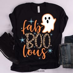 a t - shirt that says fabs booous with a ghost on it