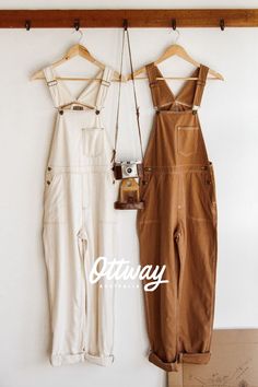 Retro oversized overalls. Baggy vintage inspired brown overalls. 1990's street style women. Grunge fashion ideas for winter and summer! Includes a front pocket and vintage brass buttons. Summer beach aesthetic. Vintage aesthetic. Perfect pair of overalls. Beach Aesthetic Vintage, White Dungarees, Summer Beach Aesthetic