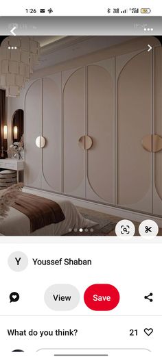 an image of a bedroom with closets on the left and another photo on the right