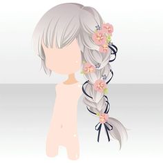 nice Anime hair braid with flowers... Anime Hair Braid, Anime Curly Hair, Cocoppa Hair, Anime Green Hair, Anime Blue Hair, Hairstyles With Braids