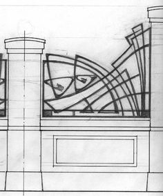 this is a drawing of a window with an abstract design