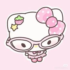 a hello kitty with glasses and a bow on her head