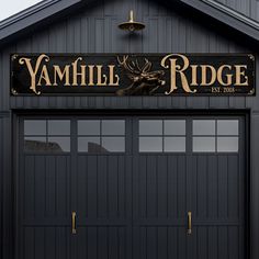 Large metal signs personalized with elk head and name of business. Outdoor Business Signs On Building, Farm Signs Entrance, Wooden Business Signs, Barn Door Decor, Movie Theater Rooms, Gate Entrance, Wooden Signage, Tire Shop, Metal Signage