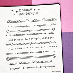 a notebook with doodle dividers on it and the words doodle dividers for more