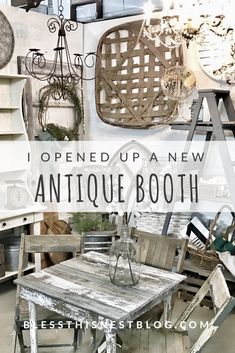 an antique booth with lots of old furniture