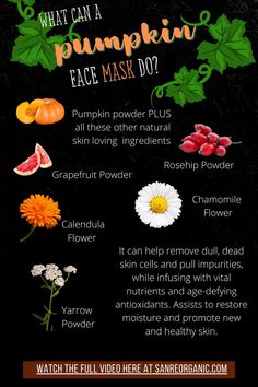 So what can a pumpkin face mask do for your skin? #skincare #beauty #skin #healthy #skincaretips Pumpkin Face Mask, Organic Face Mask, Calendula Flower, Exfoliating Mask, Natural Organic Skincare, Pumpkin Face, Chamomile Flowers