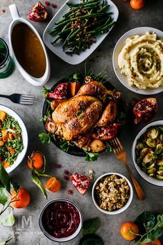 a table filled with different types of food