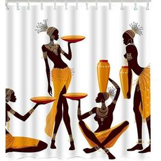 three african women with vases shower curtain set