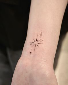 a small star tattoo on the wrist