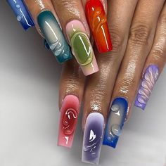 PRICES MAY VARY. 
🤍🤍Package Including: 
24 pieces full coverage press on nails 
1 piece nail file 
24 pieces of jelly gel 
1 piece wooden stick 
1 piece alcohol pack 
🤍🤍How to use fake nails: 
1.Gently rub the nail slices with a nail stick to remove the surface cuticles, rinse off and keep the nails clean and dry. 
2.Pick the appropriate size according to nail. 
3.File the sides and cuticle area for an accurate fit with manicure stick. 
4.Paste suitable double sided tape, if not suitable, yo Coachella Nails Ideas, Coachella Nails, Nail Pics, Long Press On Nails, Basic Nails, Coffin Press On Nails, Top Nail, Nail Forms, Gradient Nails