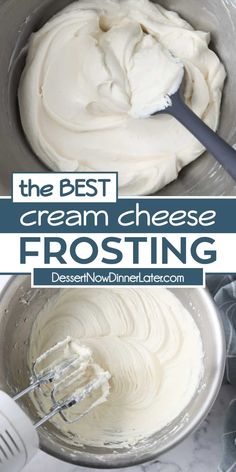 the best cream cheese frosting in a mixing bowl