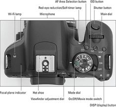 the parts of a digital camera showing its location and features, including buttons, dials, flash cards, and more