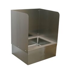 a stainless steel box with a square opening on the front and bottom, for drinking water